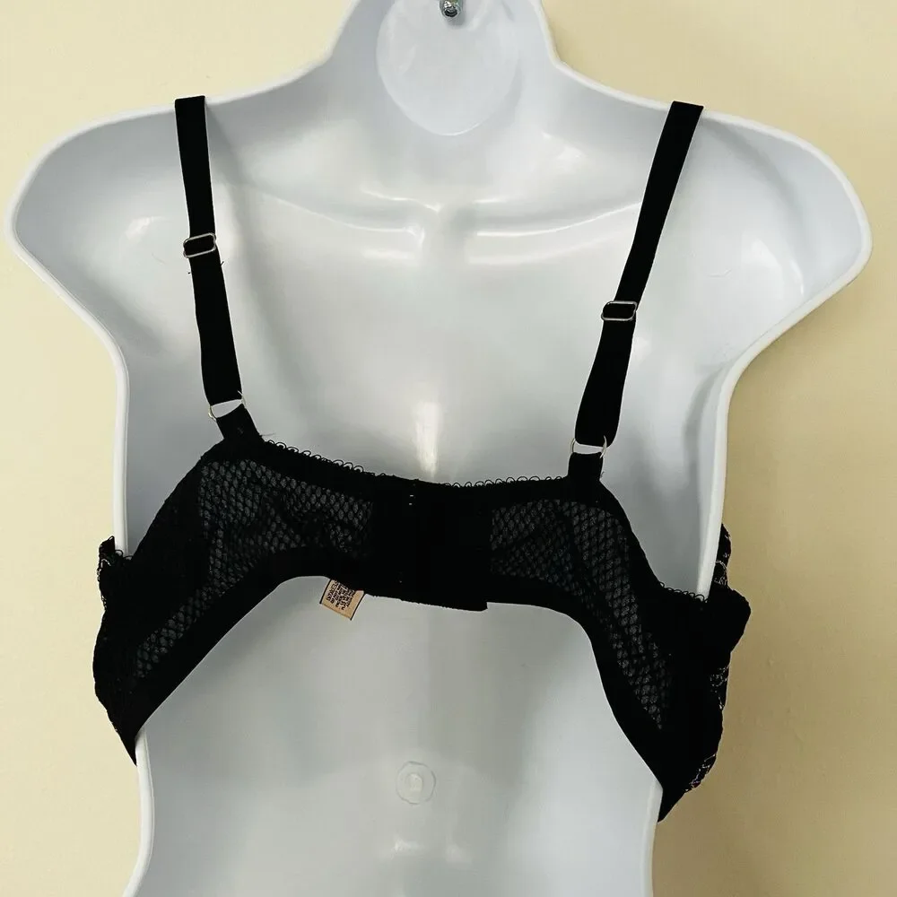 Victoria's Secret Dream Angels Black Nude Lace Lined Demi 38 DD Lightly Padded